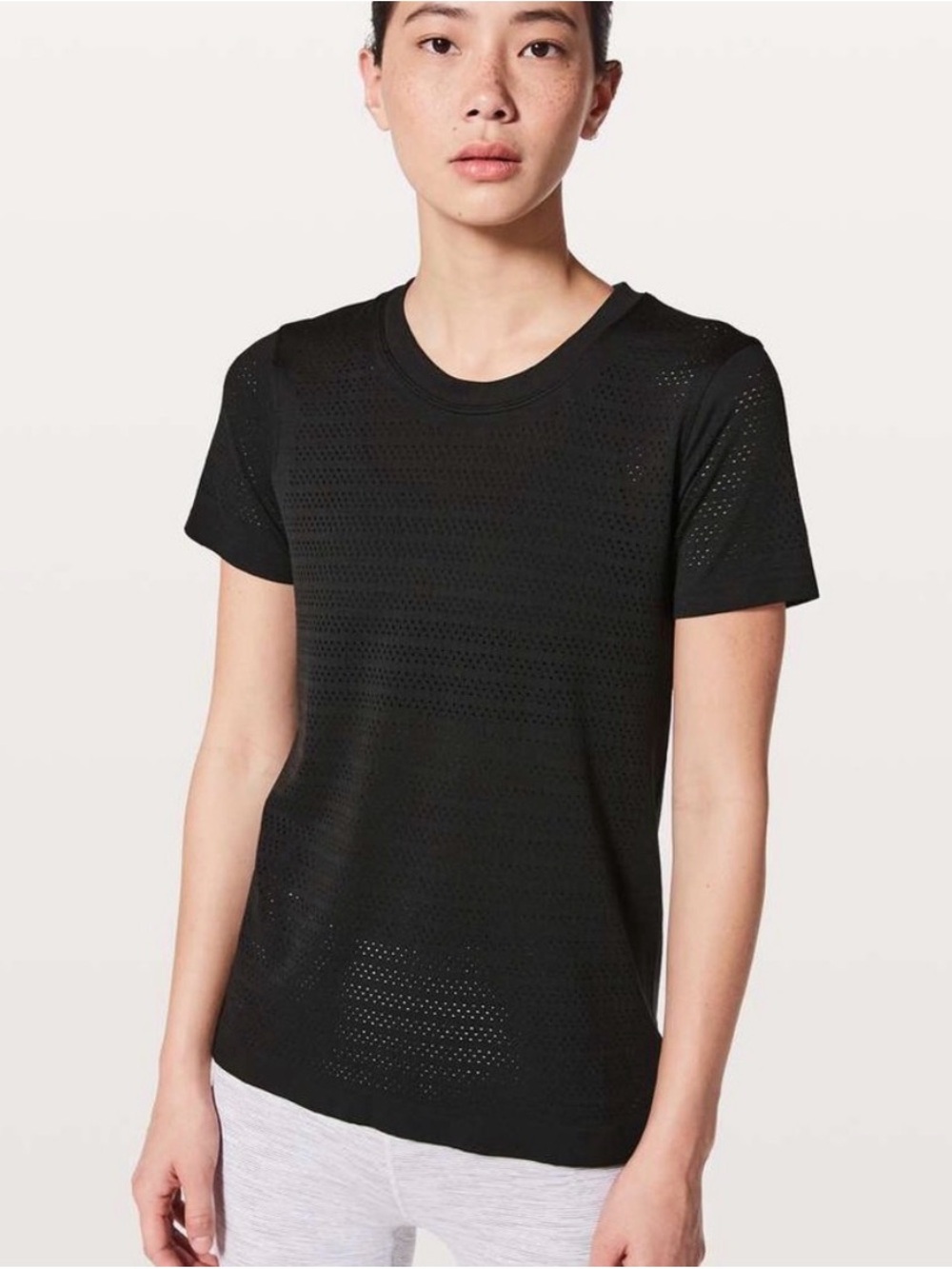 Lululemon Black Short-Sleeve Perforated Tee